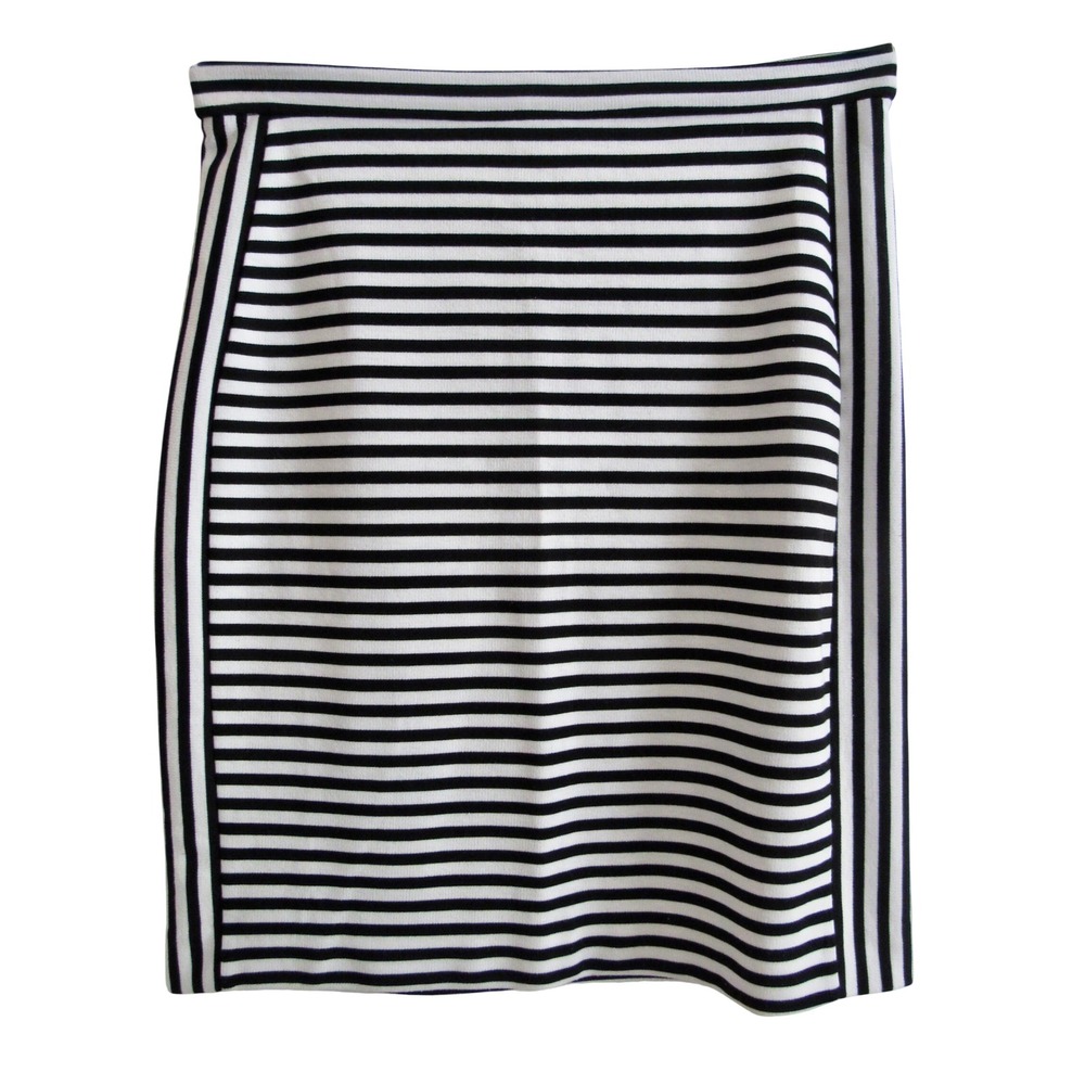 Banana Republic Womens 4 Black White Mod Preppy Chic Ponte Knit Pencil Skirt